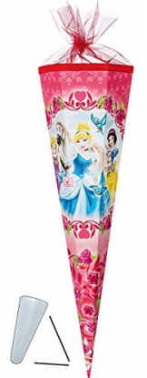 Schultüte - Disney Princess Prinzessin 100 cm - 12-eckig - mit / ohne Kunststoff Spitze - Organzaabschluß - Zuckertüte Nestler - Prinzessinnen für Mädchen Schneewittchen Rapunzel Cinderella -