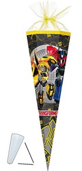 Schultüte - " Transformers - Robots " - 85 cm - eckig - Tüllabschluß - Zuckertüte - mit / ohne Kunststoff Spitze - für Jungen - Transformer / Fahrzeuge - Action Figur Autos / Roboter - Optimus Prime - Robot -